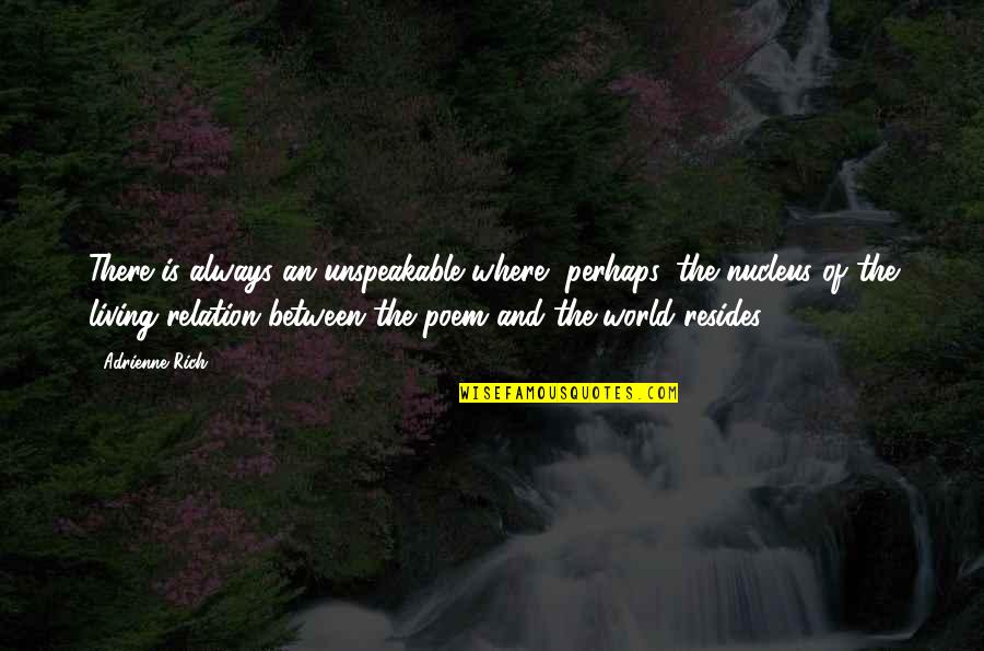 Plugs In Eyes Quotes By Adrienne Rich: There is always an unspeakable where, perhaps, the Plugs In Eyes Quotes By Adrienne Rich: There is always an unspeakable where, perhaps, the