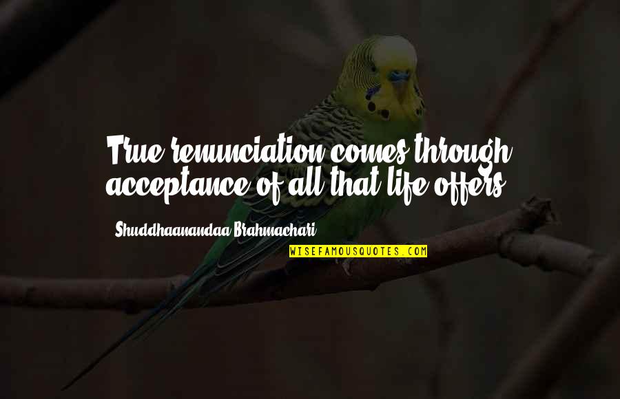 Plumbers Crack Quotes By Shuddhaanandaa Brahmachari: True renunciation comes through acceptance of all that