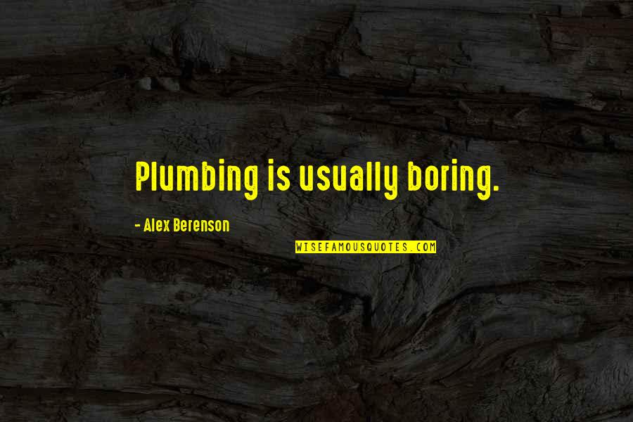 Plumbing Quotes By Alex Berenson: Plumbing is usually boring.