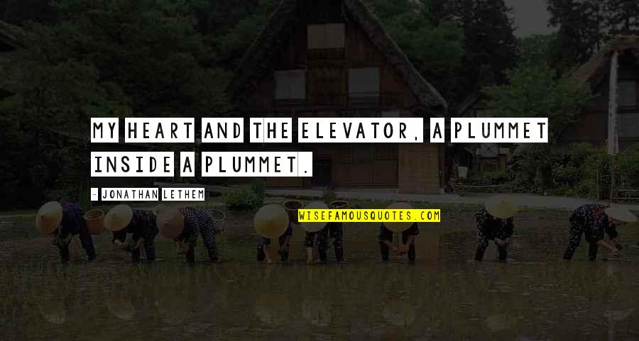 Plummet Quotes By Jonathan Lethem: My heart and the elevator, a plummet inside