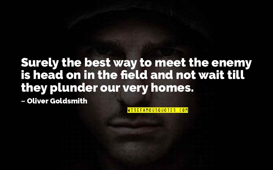Plunder Quotes By Oliver Goldsmith: Surely the best way to meet the enemy