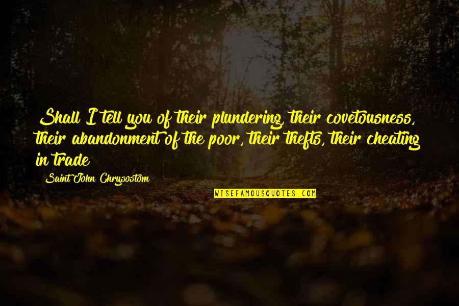 Plundering Quotes By Saint John Chrysostom: Shall I tell you of their plundering, their