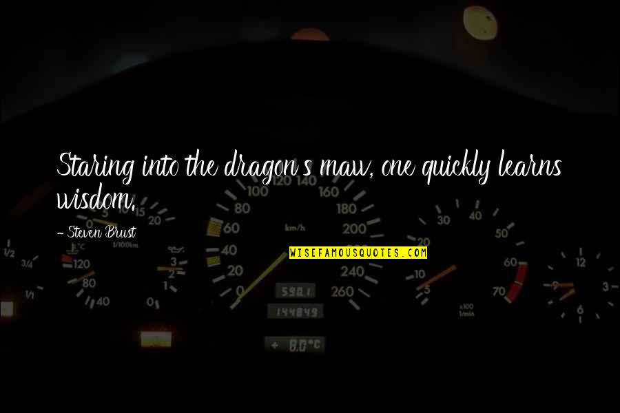Plunging Quotes By Steven Brust: Staring into the dragon's maw, one quickly learns Plunging Quotes By Steven Brust: Staring into the dragon's maw, one quickly learns