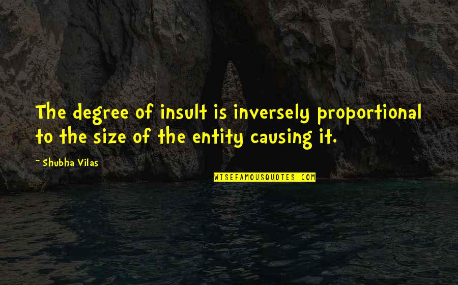 Plus Size Inspirational Quotes By Shubha Vilas: The degree of insult is inversely proportional to