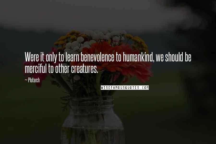 Plutarch quotes: Were it only to learn benevolence to humankind, we should be merciful to other creatures.