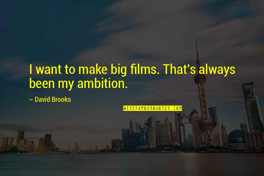 Plz Help Me God Quotes By David Brooks: I want to make big films. That's always