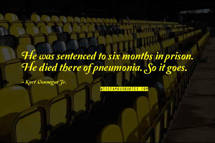 Pneumonia Quotes By Kurt Vonnegut Jr.: He was sentenced to six months in prison.