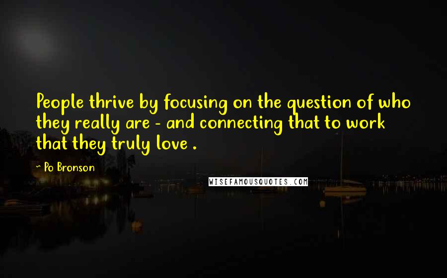 Po Bronson quotes: People thrive by focusing on the question of who they really are - and connecting that to work that they truly love .