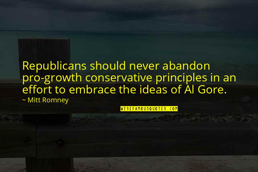 Pocinje Drugo Quotes By Mitt Romney: Republicans should never abandon pro-growth conservative principles in