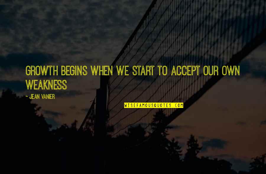 Pocketed Quotes By Jean Vanier: Growth begins when we start to accept our