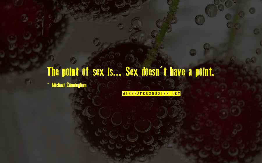 Pocrnich Quotes By Michael Cunningham: The point of sex is... Sex doesn't have