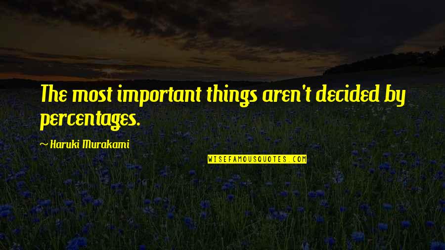Podger Ratchet Quotes By Haruki Murakami: The most important things aren't decided by percentages. Podger Ratchet Quotes By Haruki Murakami: The most important things aren't decided by percentages.