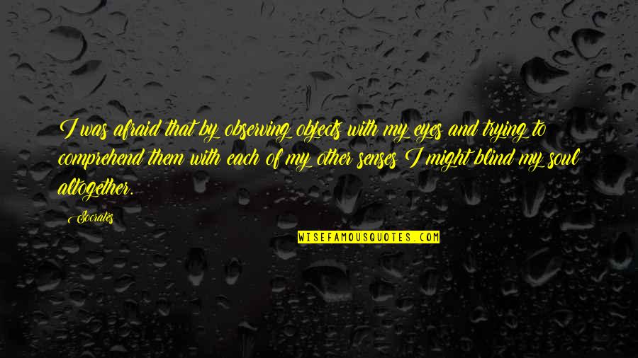 Podjuice55 Quotes By Socrates: I was afraid that by observing objects with Podjuice55 Quotes By Socrates: I was afraid that by observing objects with