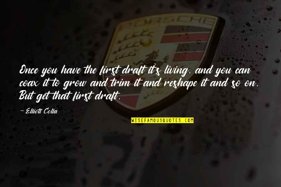 Poehee Quotes By Elliott Colla: Once you have the first draft it's living, Poehee Quotes By Elliott Colla: Once you have the first draft it's living,