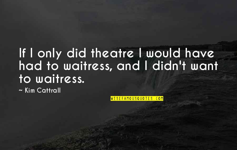 Poenta Recipe Quotes By Kim Cattrall: If I only did theatre I would have