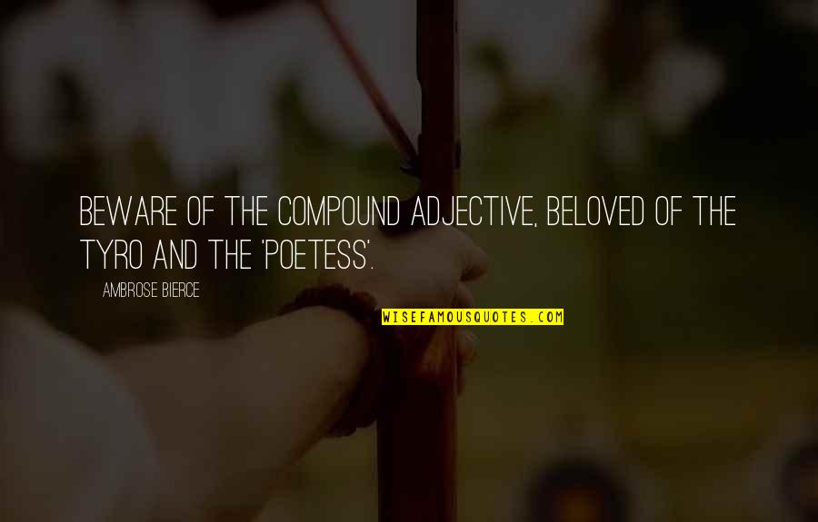 Poetess Quotes By Ambrose Bierce: Beware of the compound adjective, beloved of the