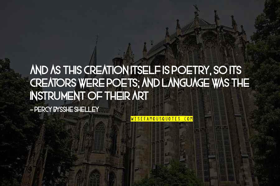 Poetry And Art Quotes By Percy Bysshe Shelley: And as this creation itself is poetry, so