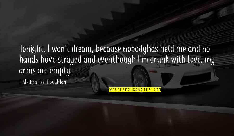 Poetry And Love Quotes By Melissa Lee-Houghton: Tonight, I won't dream, because nobodyhas held me