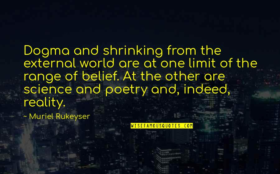 Poetry And Science Quotes By Muriel Rukeyser: Dogma and shrinking from the external world are