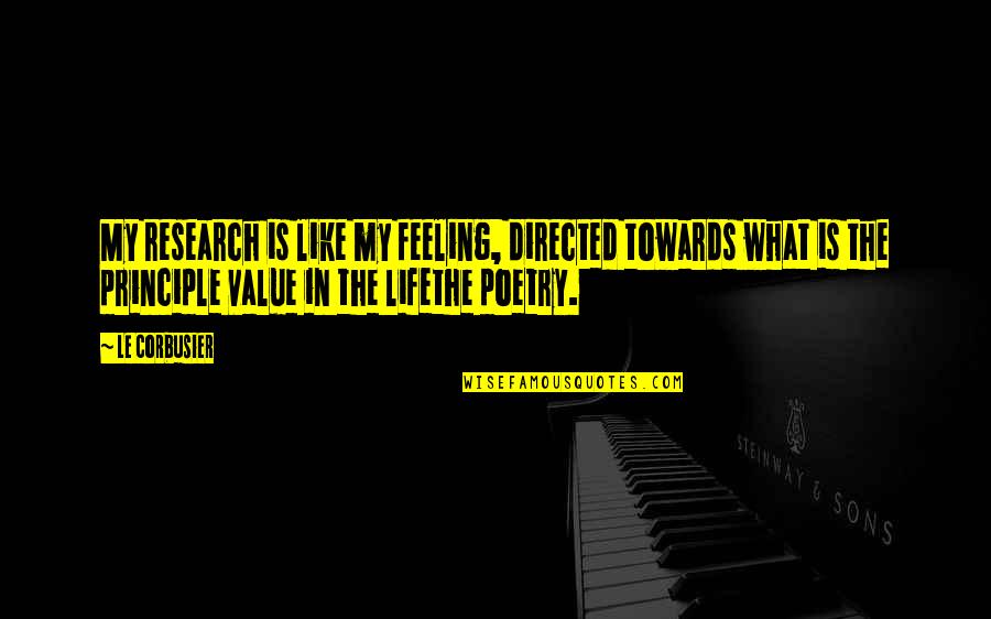 Poetry Is Like Quotes By Le Corbusier: My research is like my feeling, directed towards