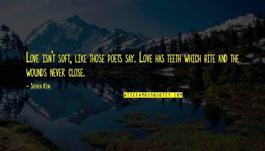 Poets And Love Quotes By Stephen King: Love isn't soft, like those poets say. Love