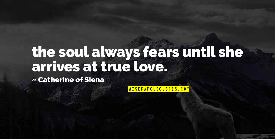 Pohorski Bataljon Quotes By Catherine Of Siena: the soul always fears until she arrives at Pohorski Bataljon Quotes By Catherine Of Siena: the soul always fears until she arrives at