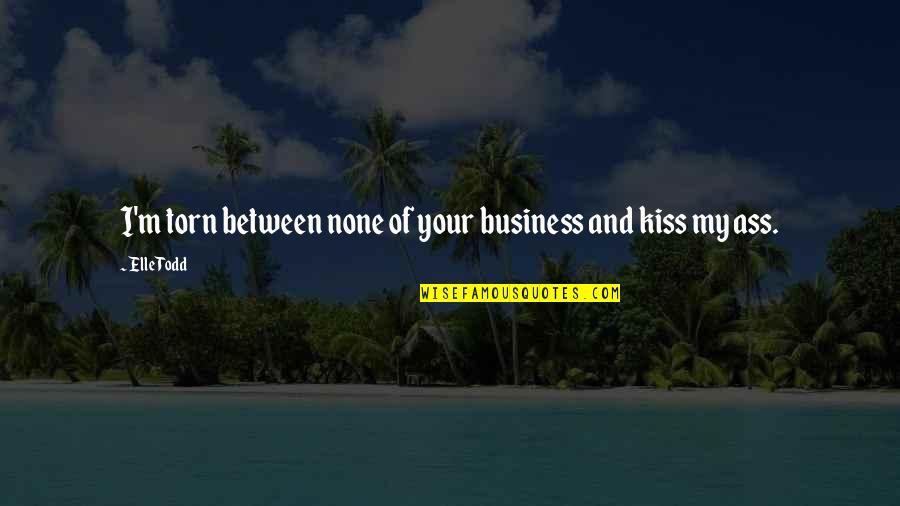 Poignant Movie Quotes By Elle Todd: I'm torn between none of your business and
