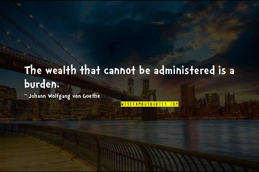 Poindexters Dog Quotes By Johann Wolfgang Von Goethe: The wealth that cannot be administered is a Poindexters Dog Quotes By Johann Wolfgang Von Goethe: The wealth that cannot be administered is a