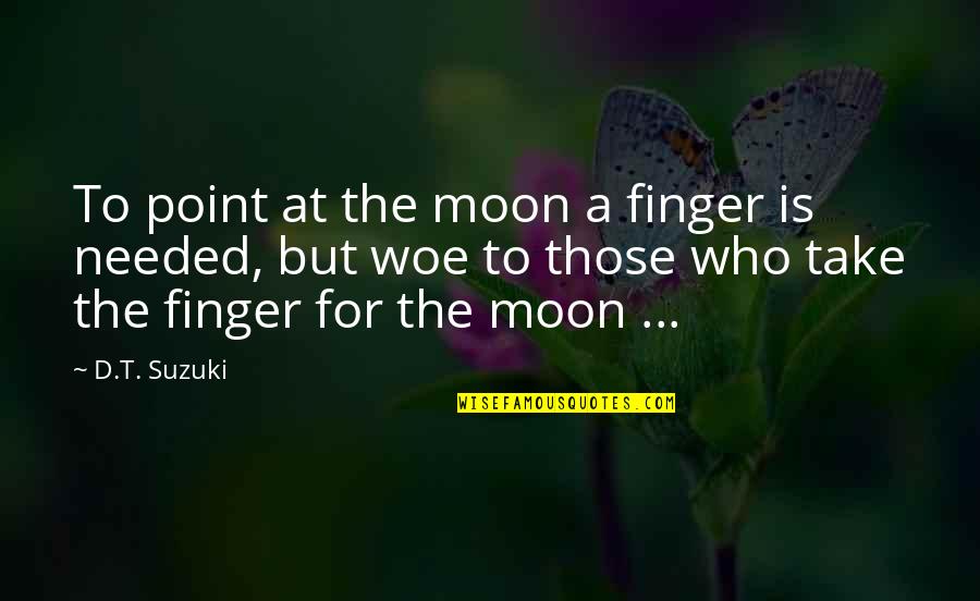 Point Finger At Quotes By D.T. Suzuki: To point at the moon a finger is