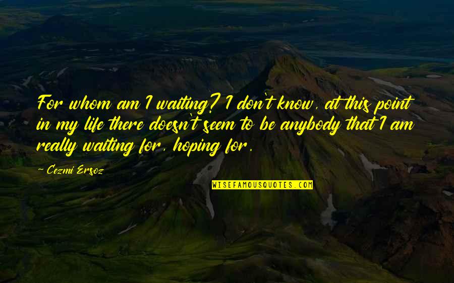 Point In Life Quotes By Cezmi Ersoz: For whom am I waiting? I don't know,