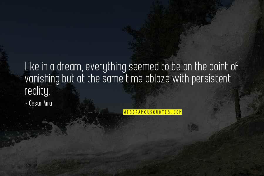 Point In Time Quotes By Cesar Aira: Like in a dream, everything seemed to be