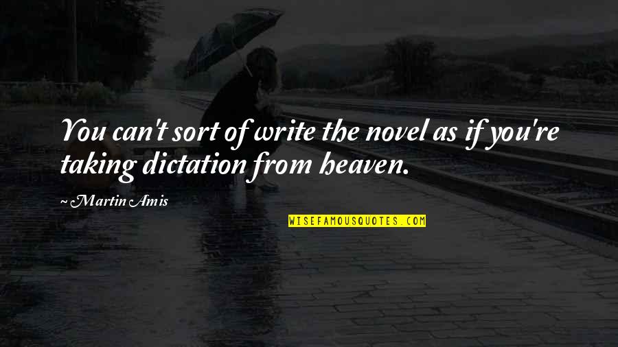 Point Proven Quotes By Martin Amis: You can't sort of write the novel as