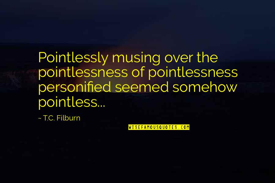 Pointlessly Quotes By T.C. Filburn: Pointlessly musing over the pointlessness of pointlessness personified