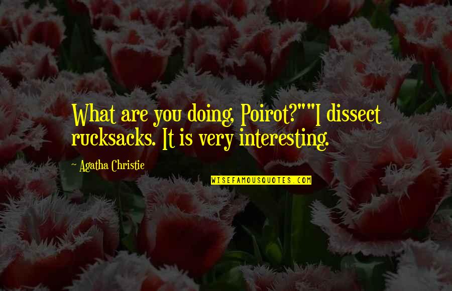 Poirot Quotes By Agatha Christie: What are you doing, Poirot?""I dissect rucksacks. It