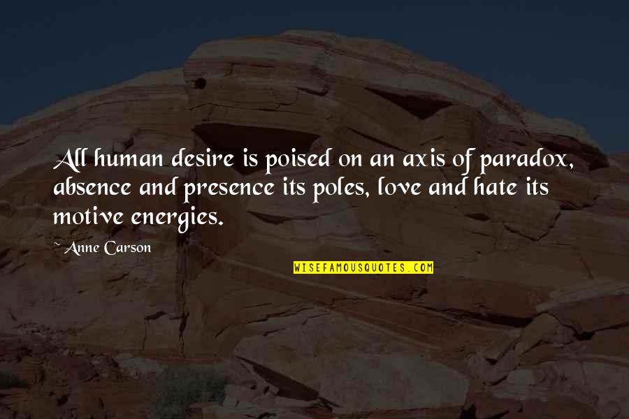 Poised Quotes By Anne Carson: All human desire is poised on an axis Poised Quotes By Anne Carson: All human desire is poised on an axis