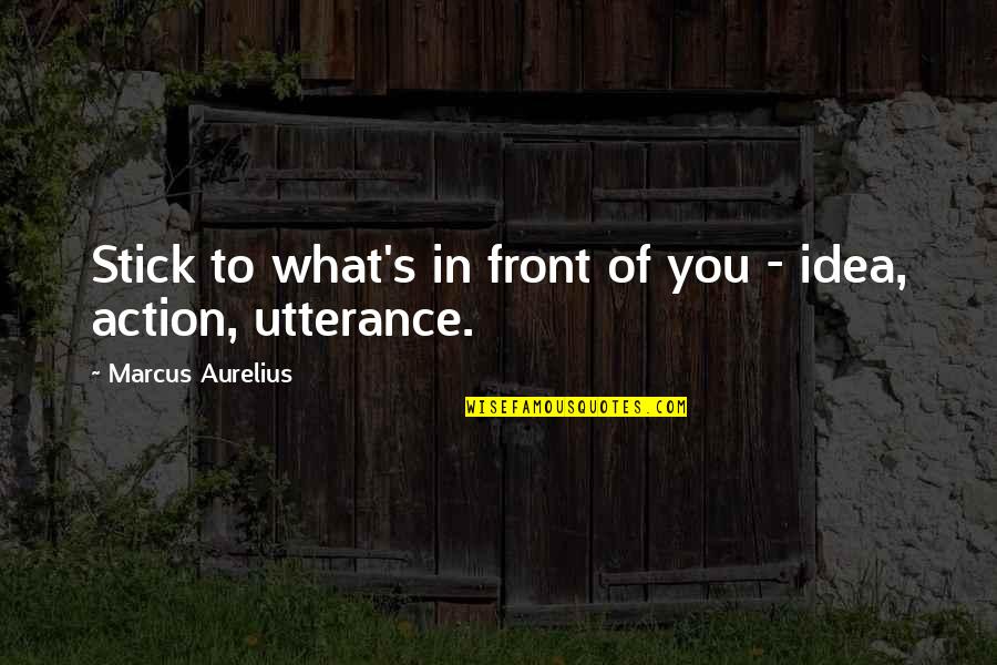 Pokalbis Telefonu Quotes By Marcus Aurelius: Stick to what's in front of you -
