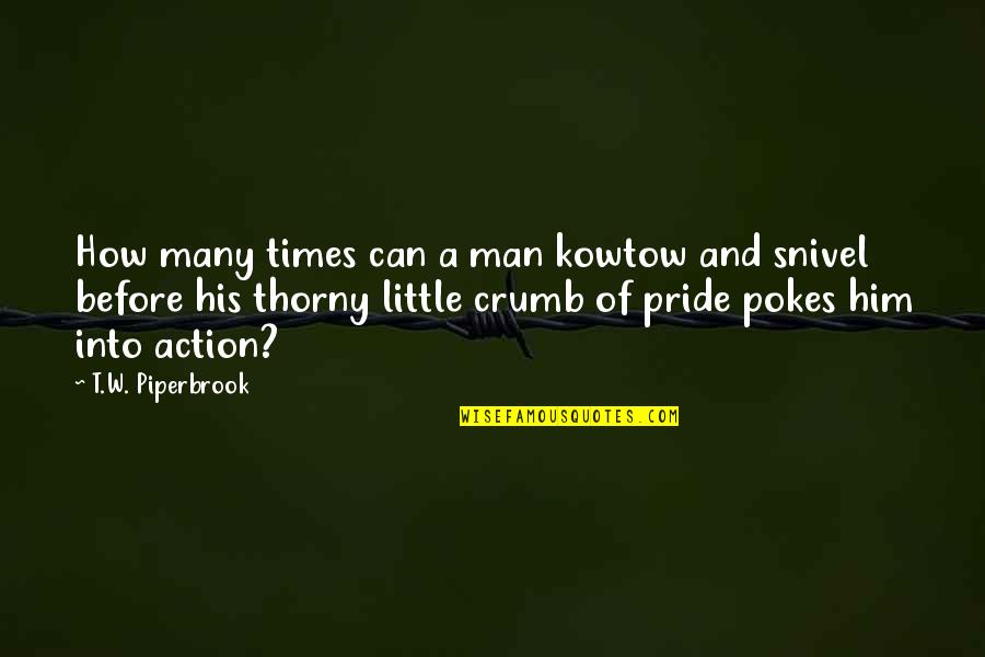 Pokes Quotes By T.W. Piperbrook: How many times can a man kowtow and Pokes Quotes By T.W. Piperbrook: How many times can a man kowtow and