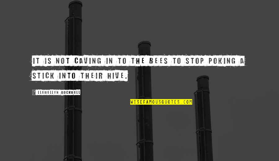 Poking Quotes By Llewellyn Rockwell: It is not caving in to the bees Poking Quotes By Llewellyn Rockwell: It is not caving in to the bees