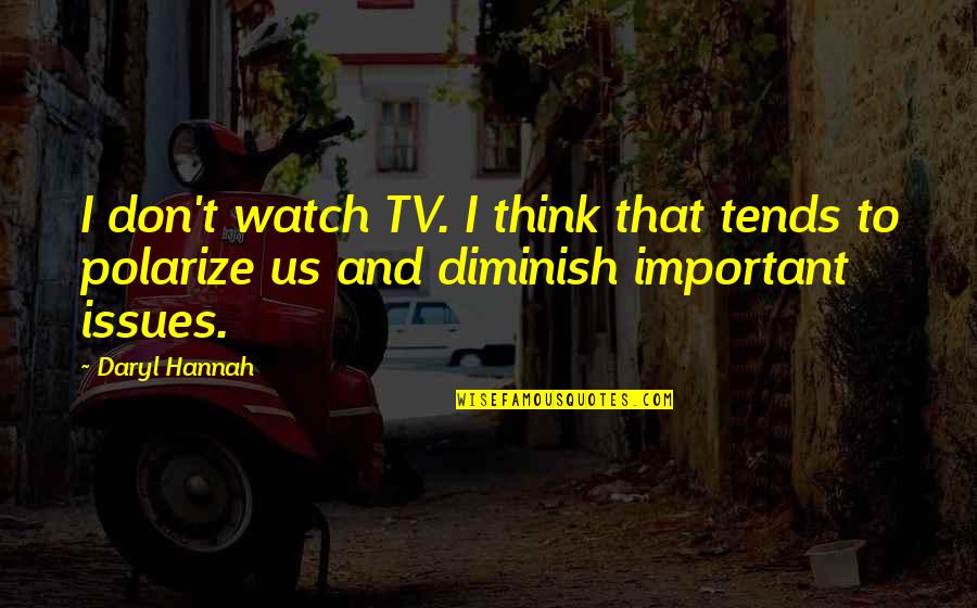 Polarize Quotes By Daryl Hannah: I don't watch TV. I think that tends