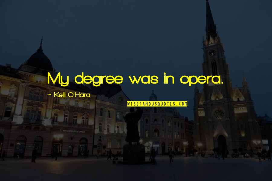 Poldervaart Dairy Quotes By Kelli O'Hara: My degree was in opera. Poldervaart Dairy Quotes By Kelli O'Hara: My degree was in opera.