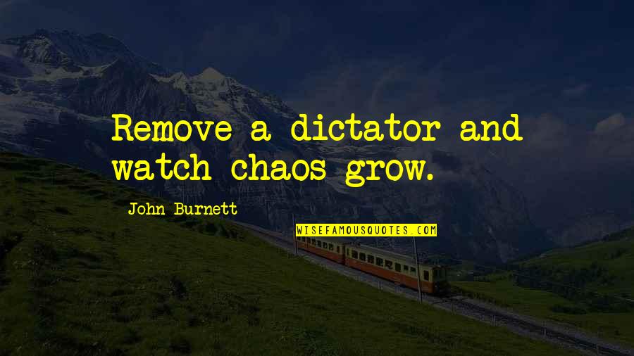 Police Academy 3 Quotes By John Burnett: Remove a dictator and watch chaos grow.