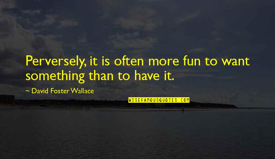 Polipoli Quotes By David Foster Wallace: Perversely, it is often more fun to want Polipoli Quotes By David Foster Wallace: Perversely, it is often more fun to want
