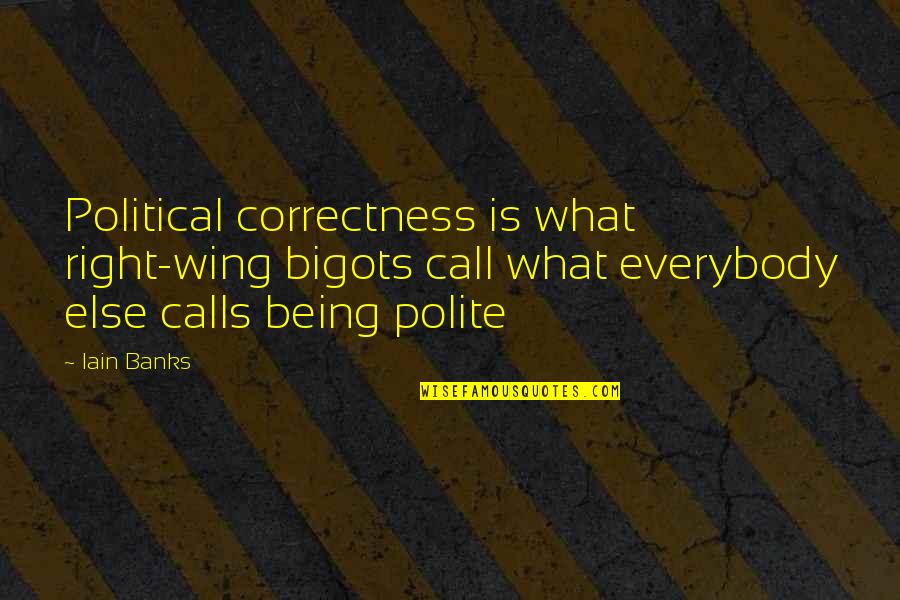 Polite Quotes By Iain Banks: Political correctness is what right-wing bigots call what