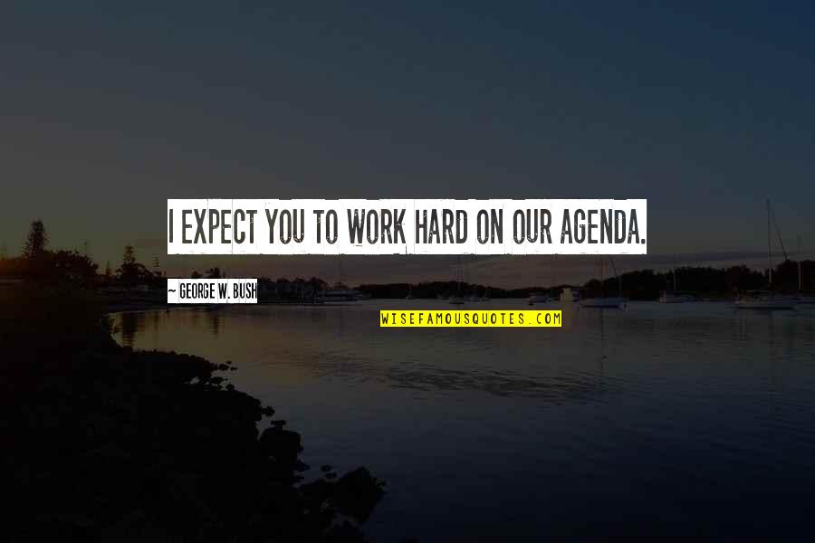 Political Agenda Quotes By George W. Bush: I expect you to work hard on our