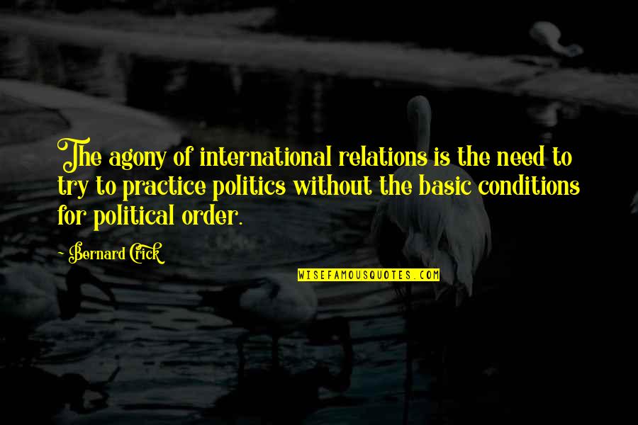 Political Conditions Quotes By Bernard Crick: The agony of international relations is the need