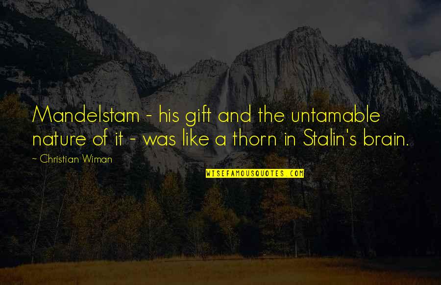 Political Fundraising Quotes By Christian Wiman: Mandelstam - his gift and the untamable nature