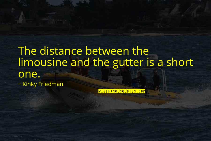Political Unrest Quotes By Kinky Friedman: The distance between the limousine and the gutter
