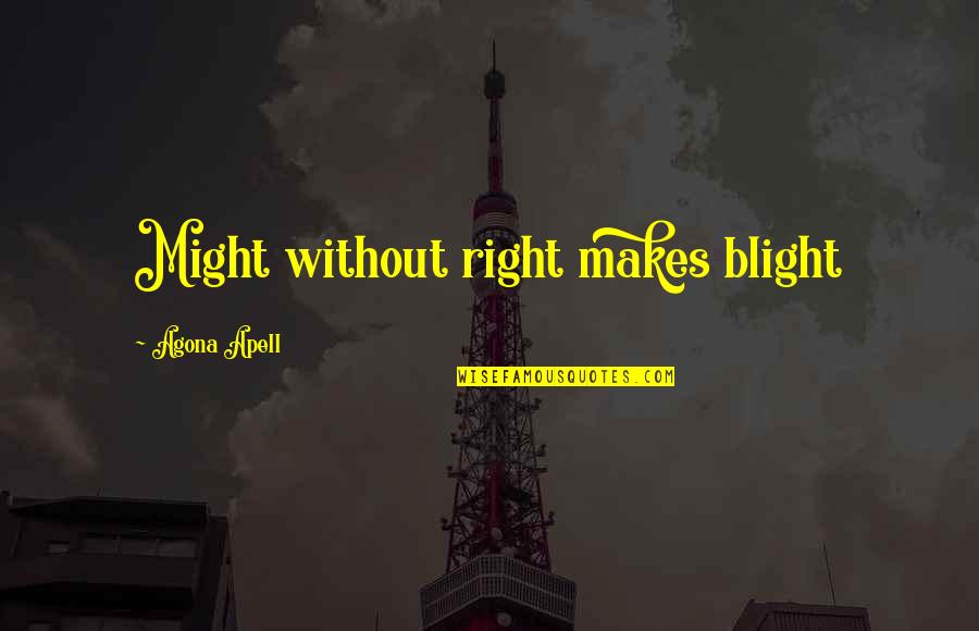 Politics And Leadership Quotes By Agona Apell: Might without right makes blight