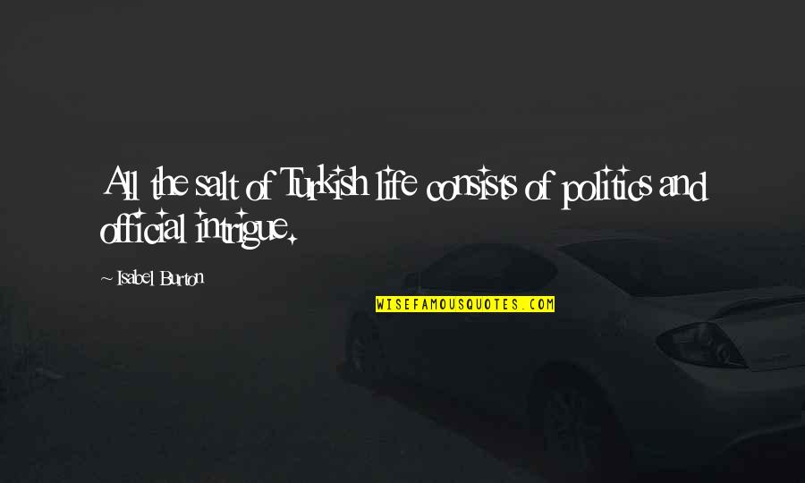 Politics And Life Quotes By Isabel Burton: All the salt of Turkish life consists of