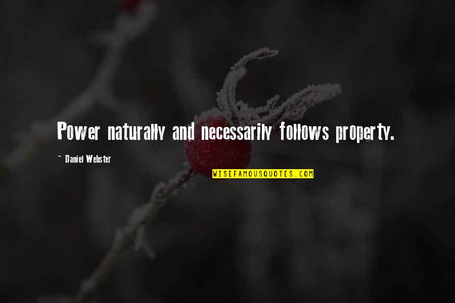 Politics And Power Quotes By Daniel Webster: Power naturally and necessarily follows property.